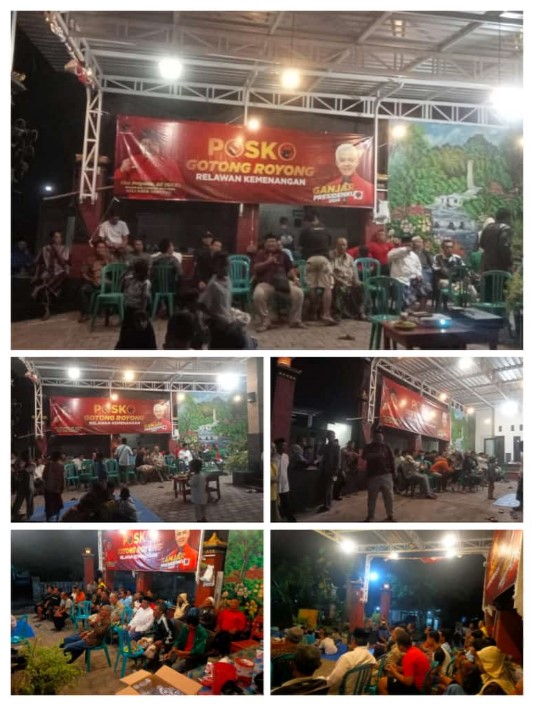 Keseruan Nobar di Posko Gotong Royong Desa Jenesari.